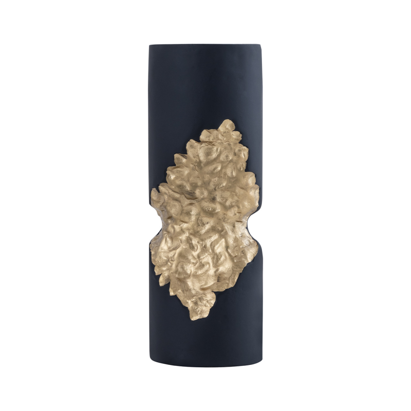 Anouska 27cm Black and Gold Pillar Candle Holder