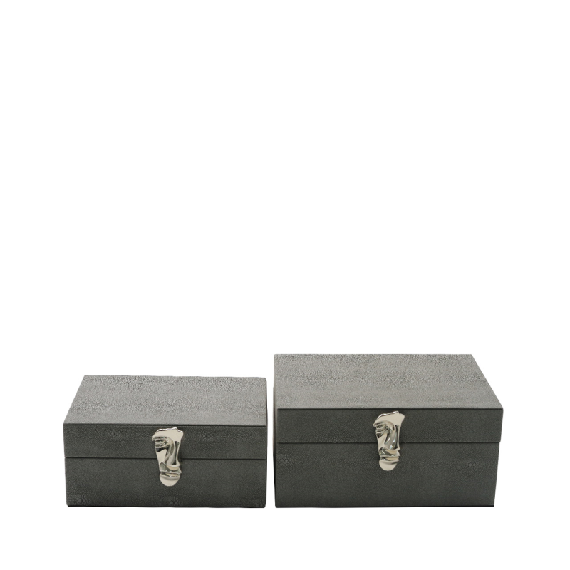 Grey Faux Litchi Leather Boxes
