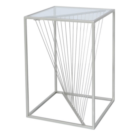 Lucy Silver Metal and Glass Side Table