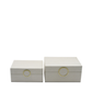 White Faux Litchi Leather Boxes Set of 2