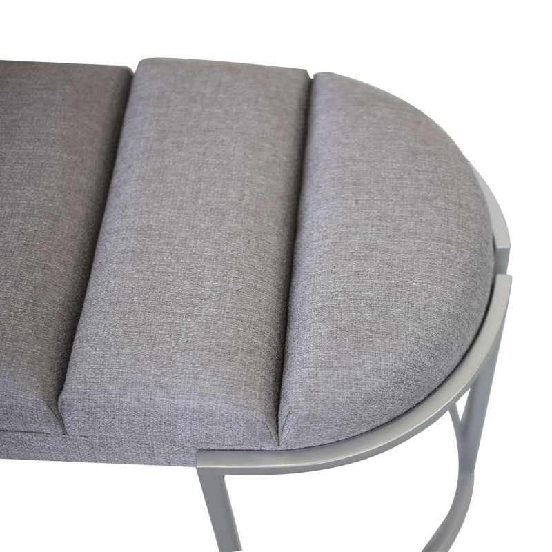 Perrie Grey Tufted Linen Bench