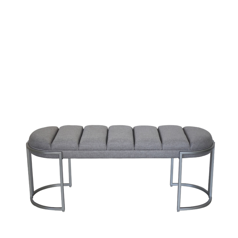 Perrie Grey Tufted Linen Bench