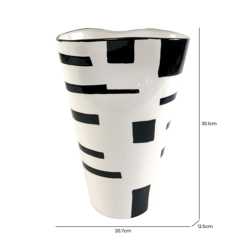 30cm White & Black Ceramic Vase