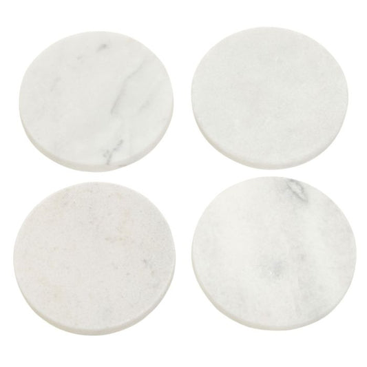 White Marble Round Coasters Set Of 4