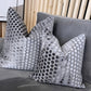 Slate Grey Hex Cut Velvet Large Cushion 22"
