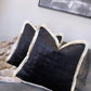 Jamila Black Velvet 18' Cushion With Ivory Fringe