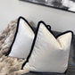 Jamila Ivory Velvet 18' Cushion With Black Fringe