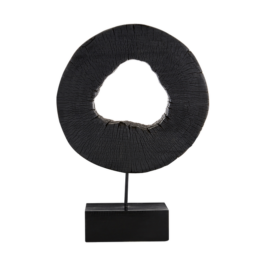 Black Wooden Round Sculpture Large