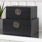 Black Faux Leather Boxes Set of 2