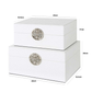 White Faux Leather Storage Boxes Set Of 2