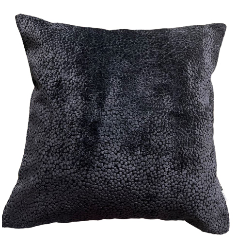 Black Bingham Velvet Dot Large Cushion 22"