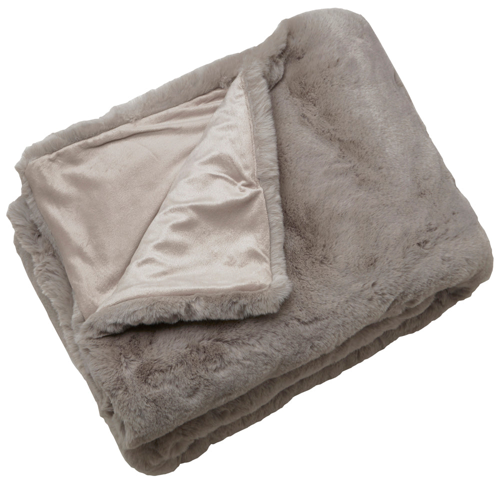 Luxury Grey Faux Rabbit Throw